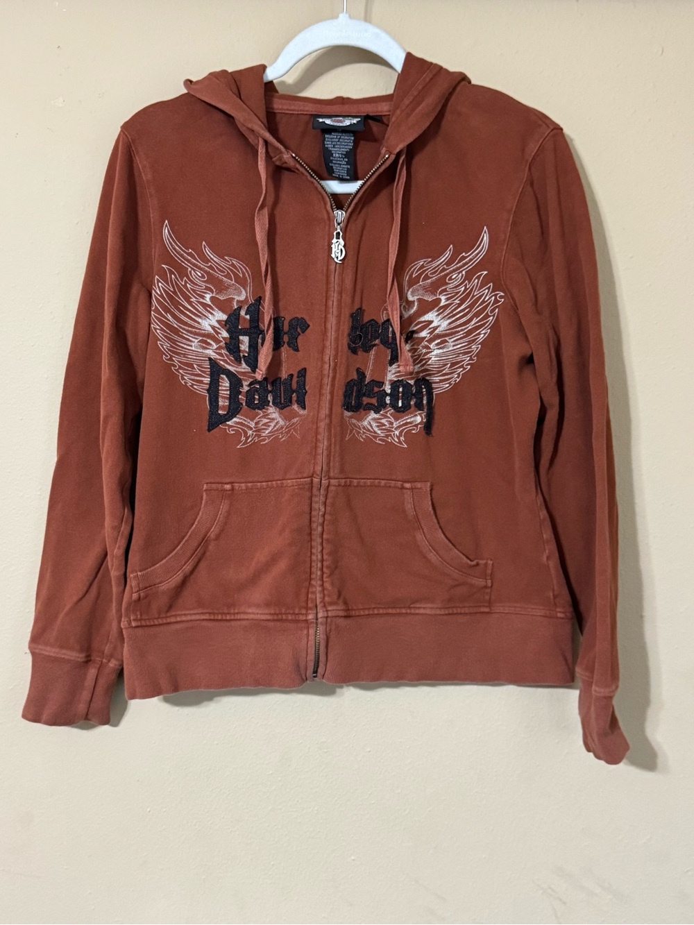 Vintage Y2K Harley-Davidson Sequoia Red Full-Zip Hoodie Graphic Jacket Women's L